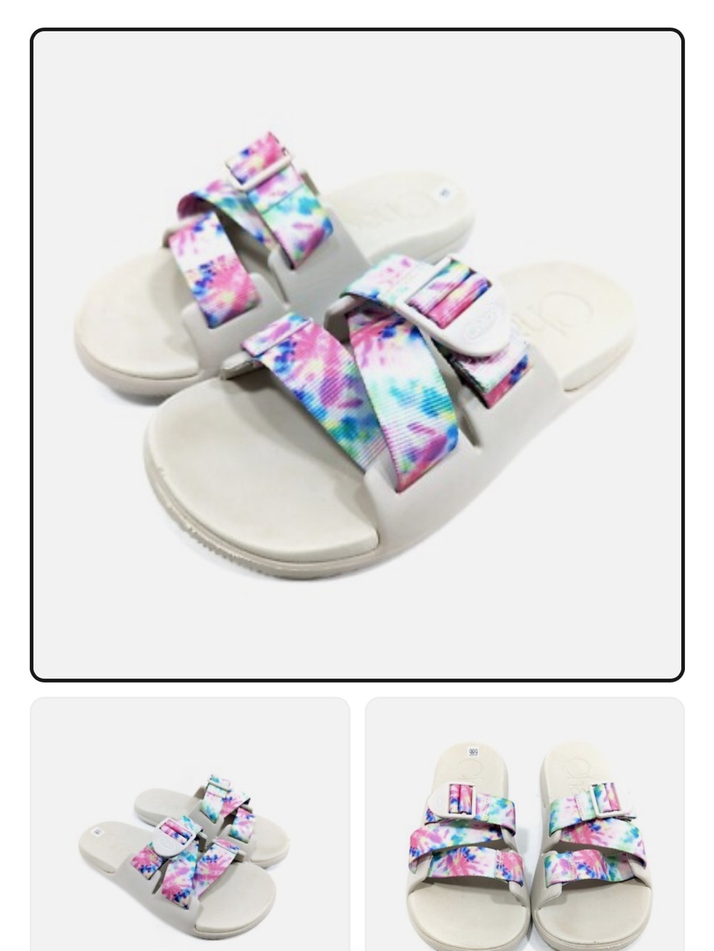 Chaco Chillos Slides Tie-Dye Strap Sandals - White Size 9 - Picture 1 of 7